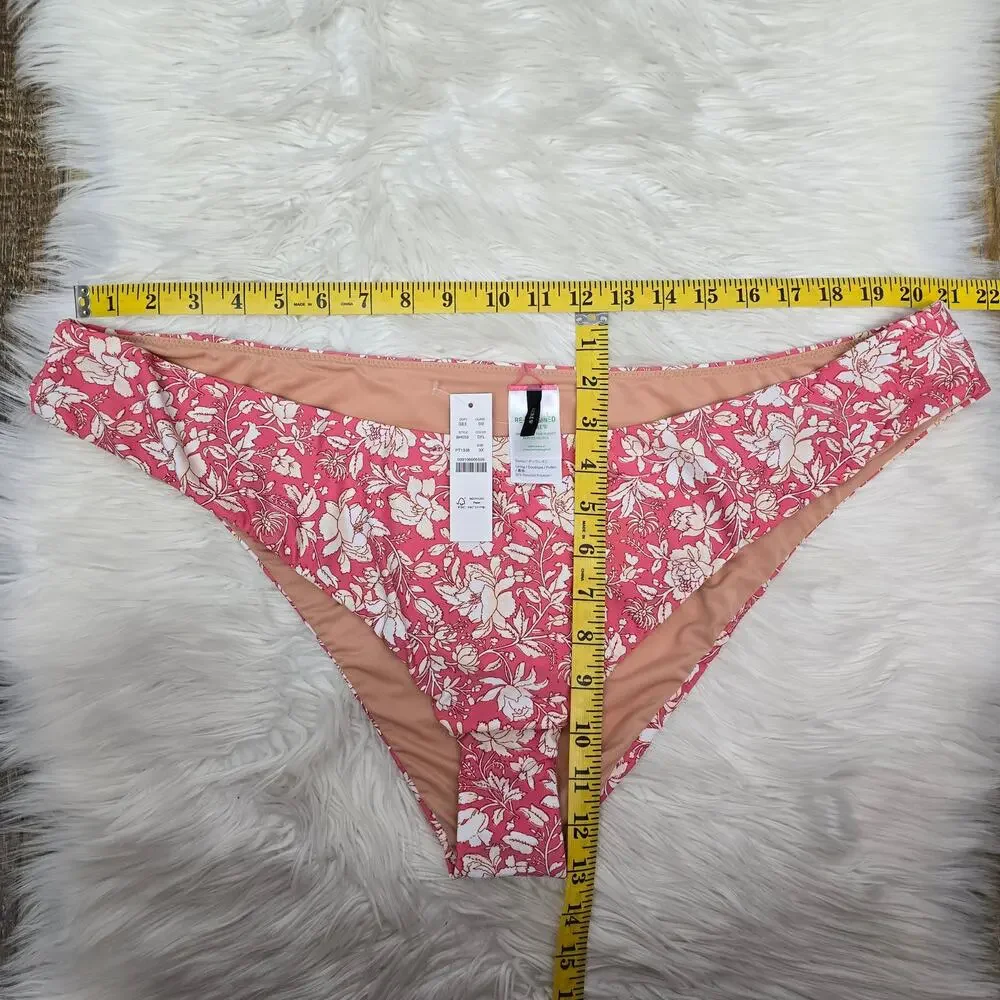 NWT  J. Crew Curved Waist Cheeky Bikini Bottoms Plus Size 3X Pink Floral BH553